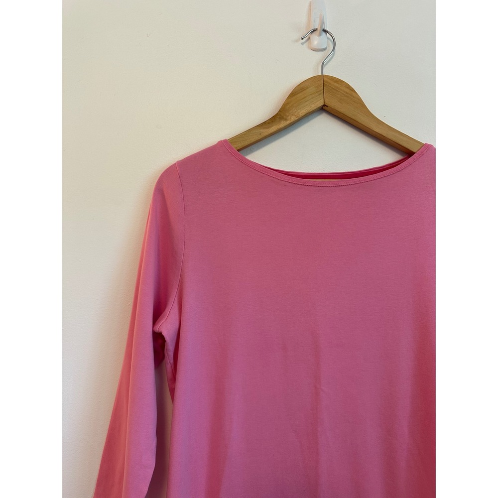 Talbots Pima Cotton Pink 3/4 Sleeve Boatneck T-Shirt | Size Large - Picture 3 of 8